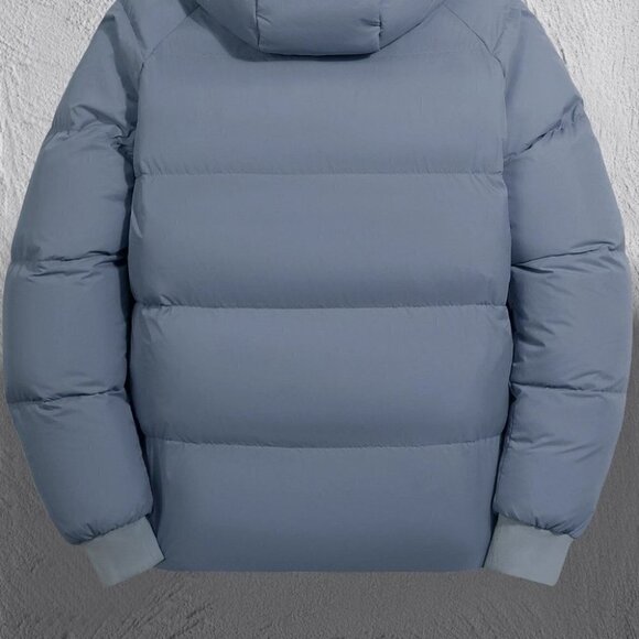 Dusty Blue Mens Zipper Puffer Coat - Picture 4 of 9
